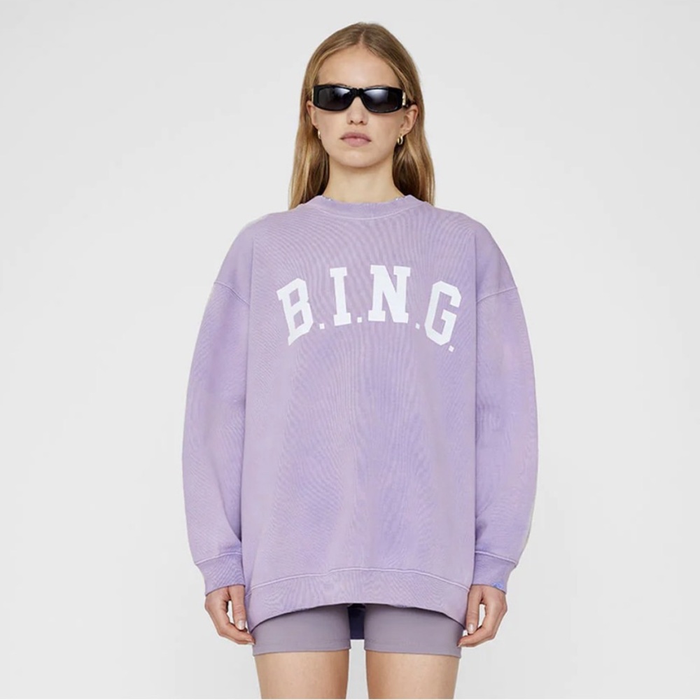Anine Bing Tyler Sweatshirt in Washed Lavender - Picture 3 of 6